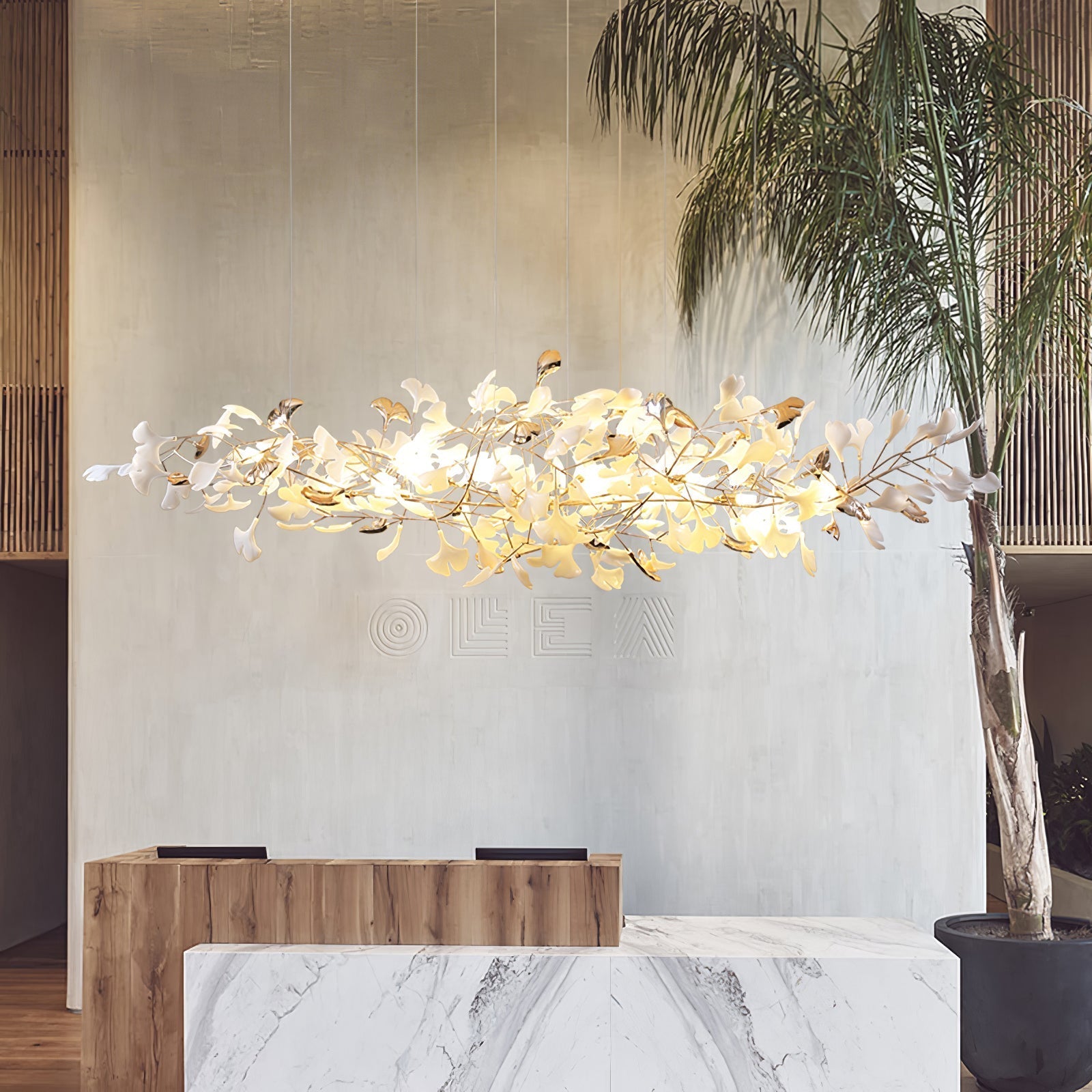 Sovell Postmodern Luxury Ginkgo Cloud Ceramics Chandelier-Neutral Decor