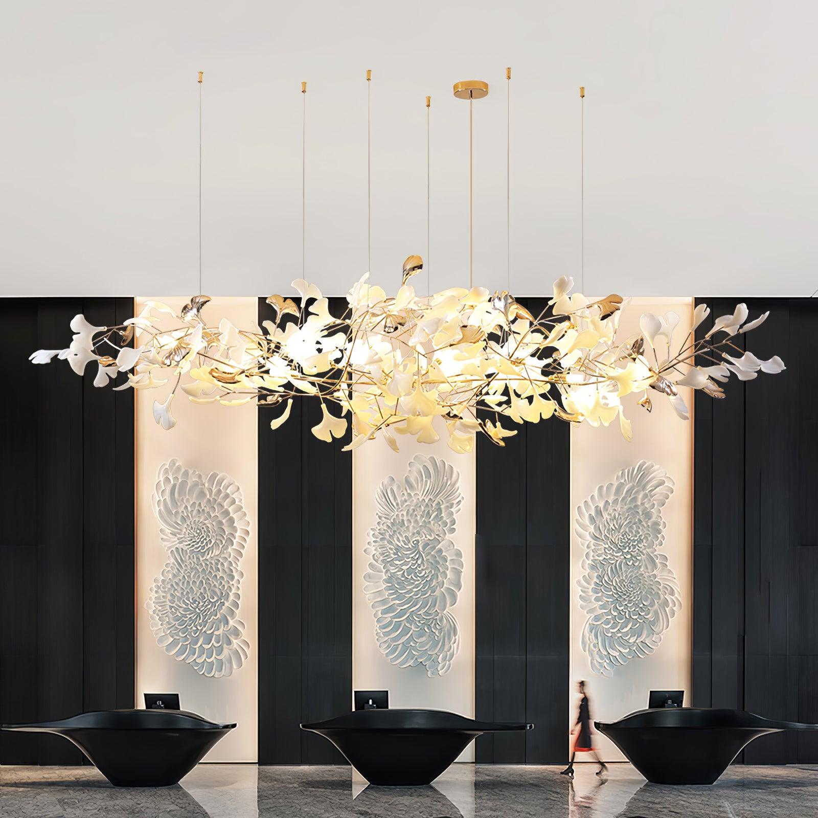Sovell Postmodern Luxury Ginkgo Cloud Ceramics Chandelier-Neutral Decor