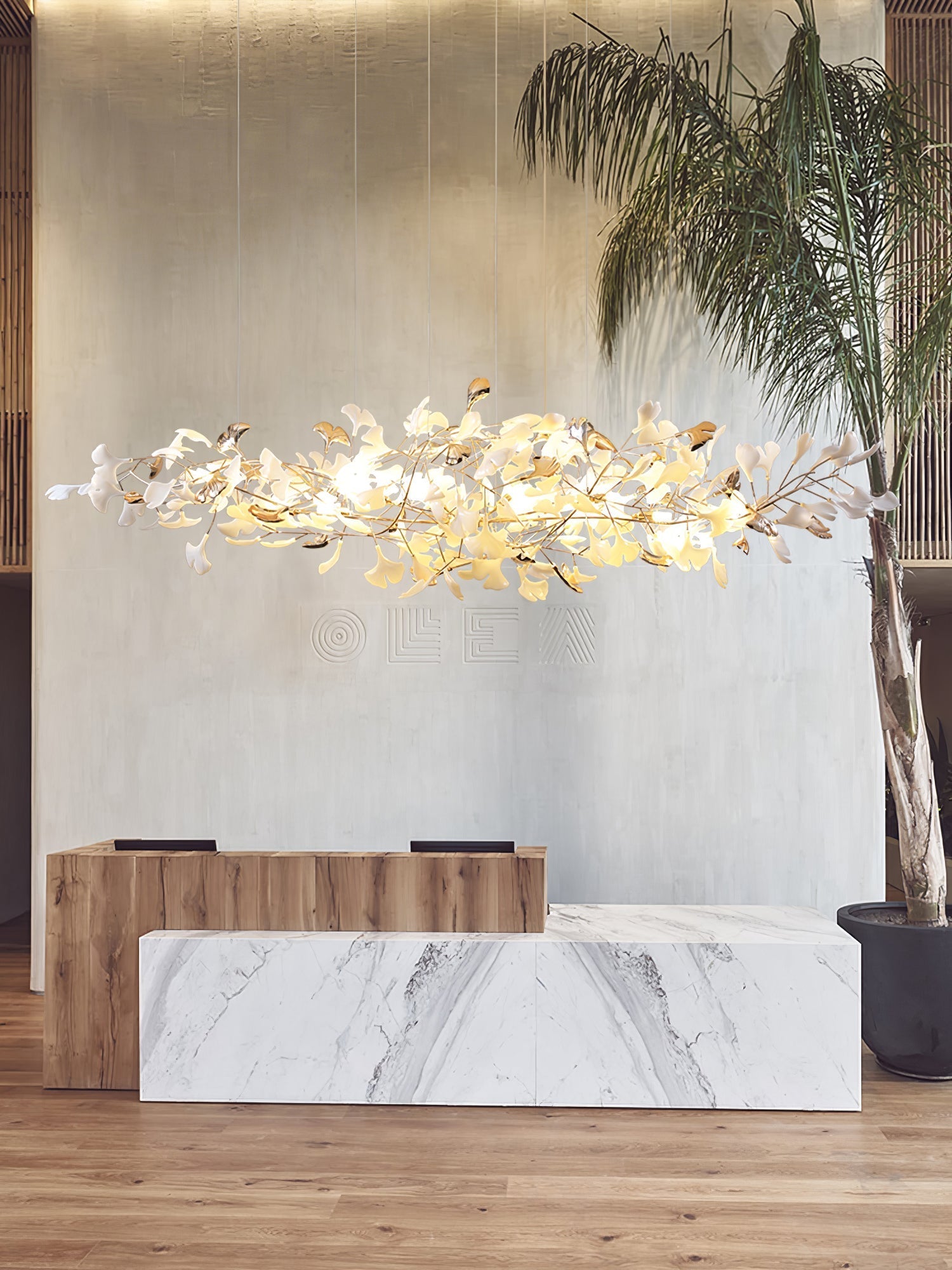 Sovell Postmodern Luxury Ginkgo Cloud Ceramics Chandelier-Neutral Decor