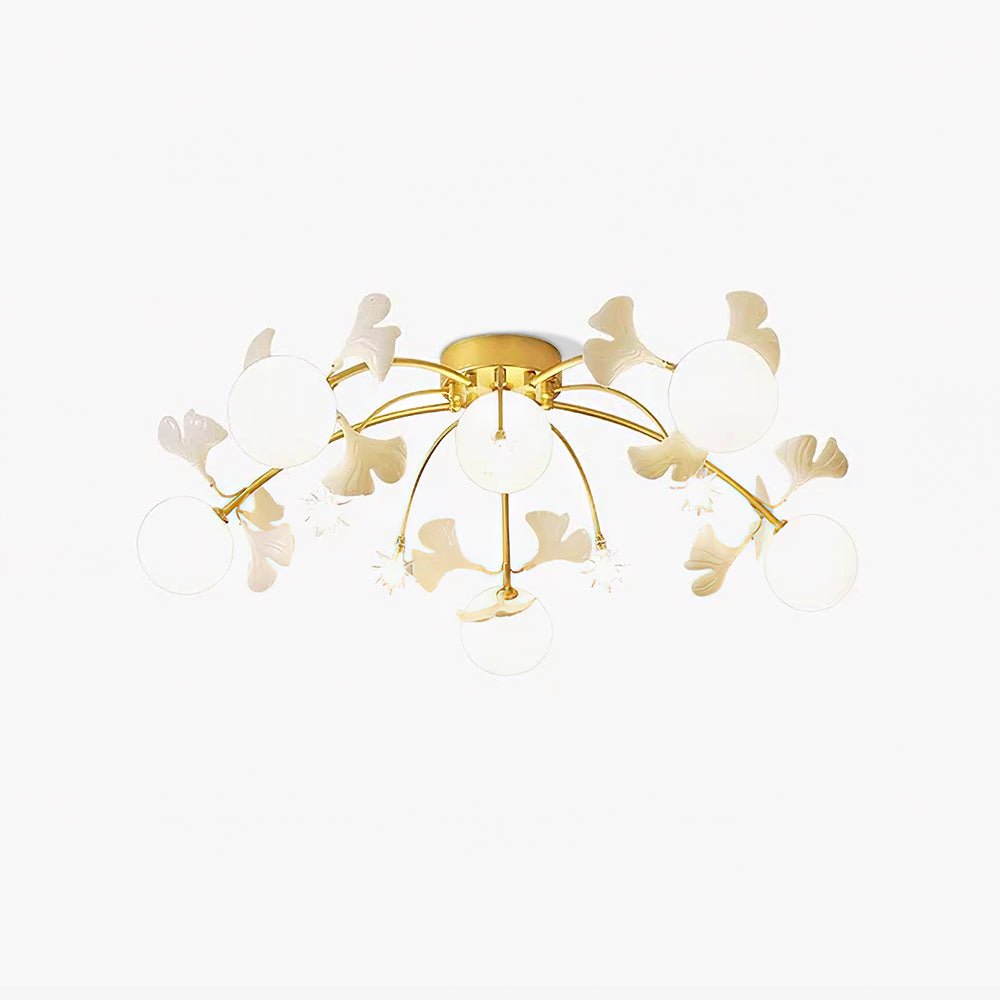 Vevely Ceiling Lamp Ginkgo Glass for Living Room-Neutral Decor