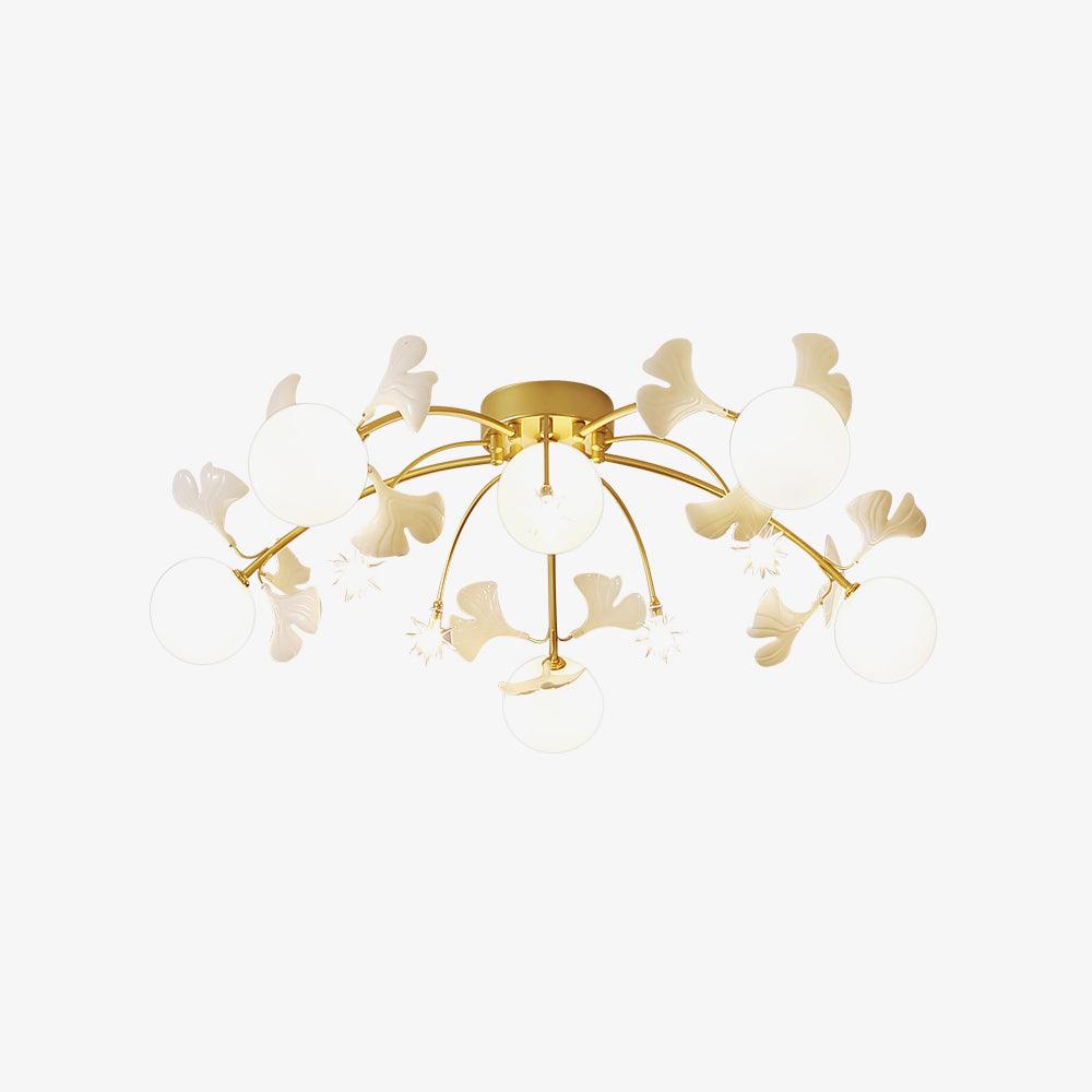 Vevely Ceiling Lamp Ginkgo Glass for Living Room-Neutral Decor