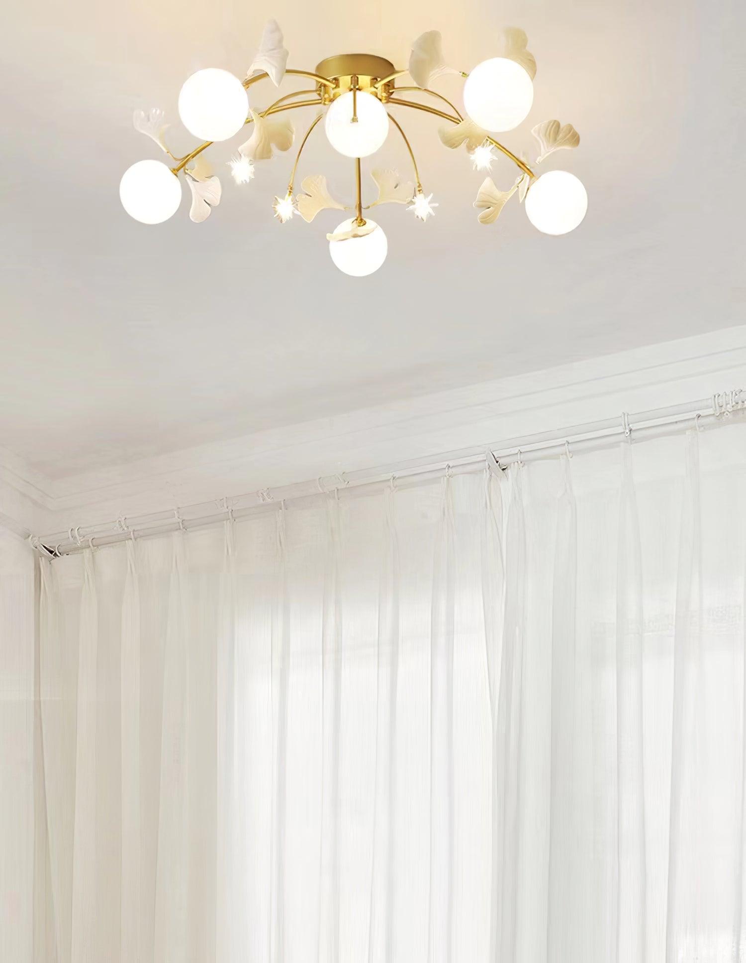 Vevely Ceiling Lamp Ginkgo Glass for Living Room-Neutral Decor