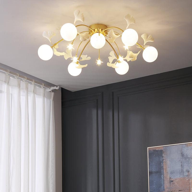 Vevely Ceiling Lamp Ginkgo Glass for Living Room-Neutral Decor