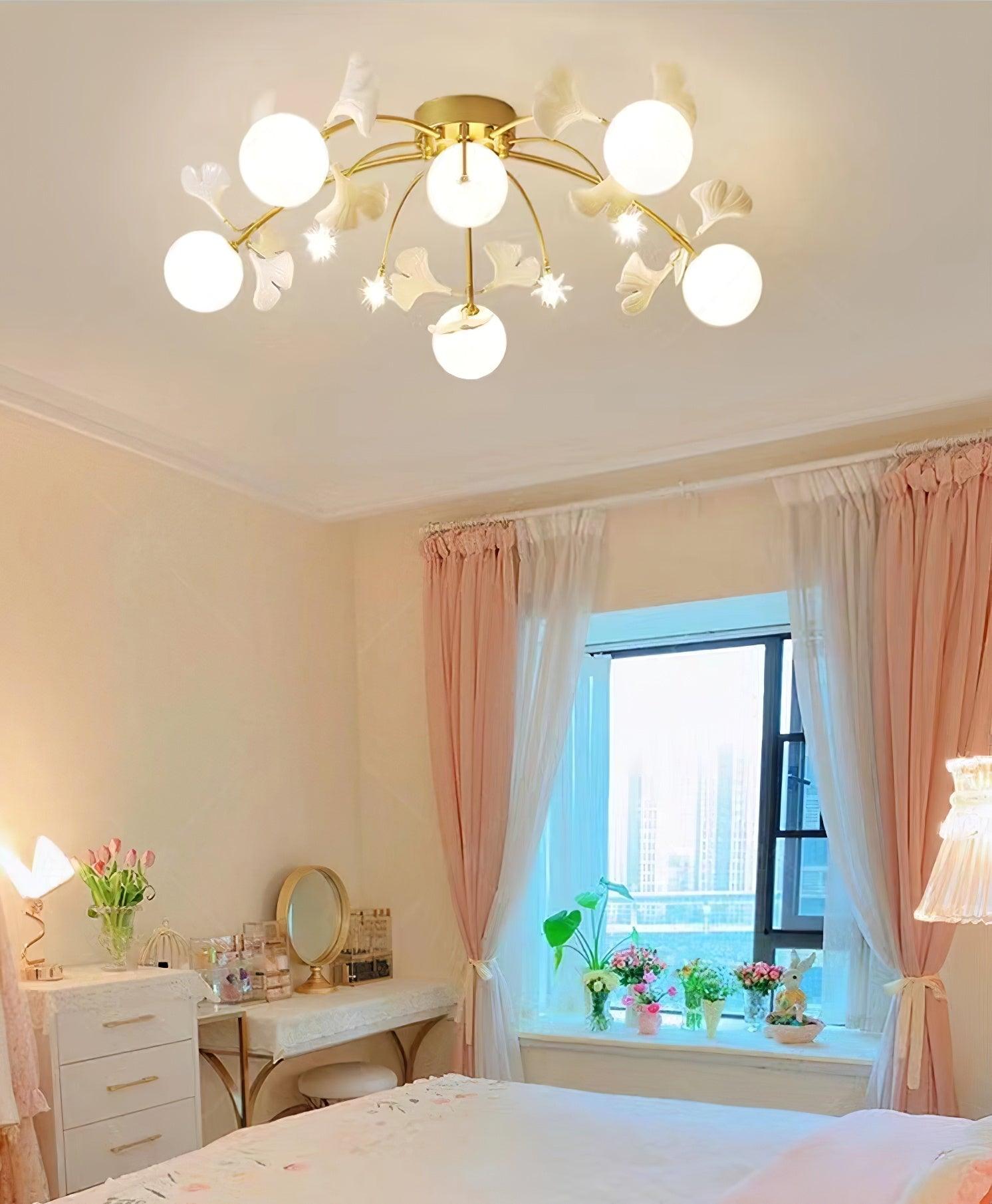 Vevely Ceiling Lamp Ginkgo Glass for Living Room-Neutral Decor