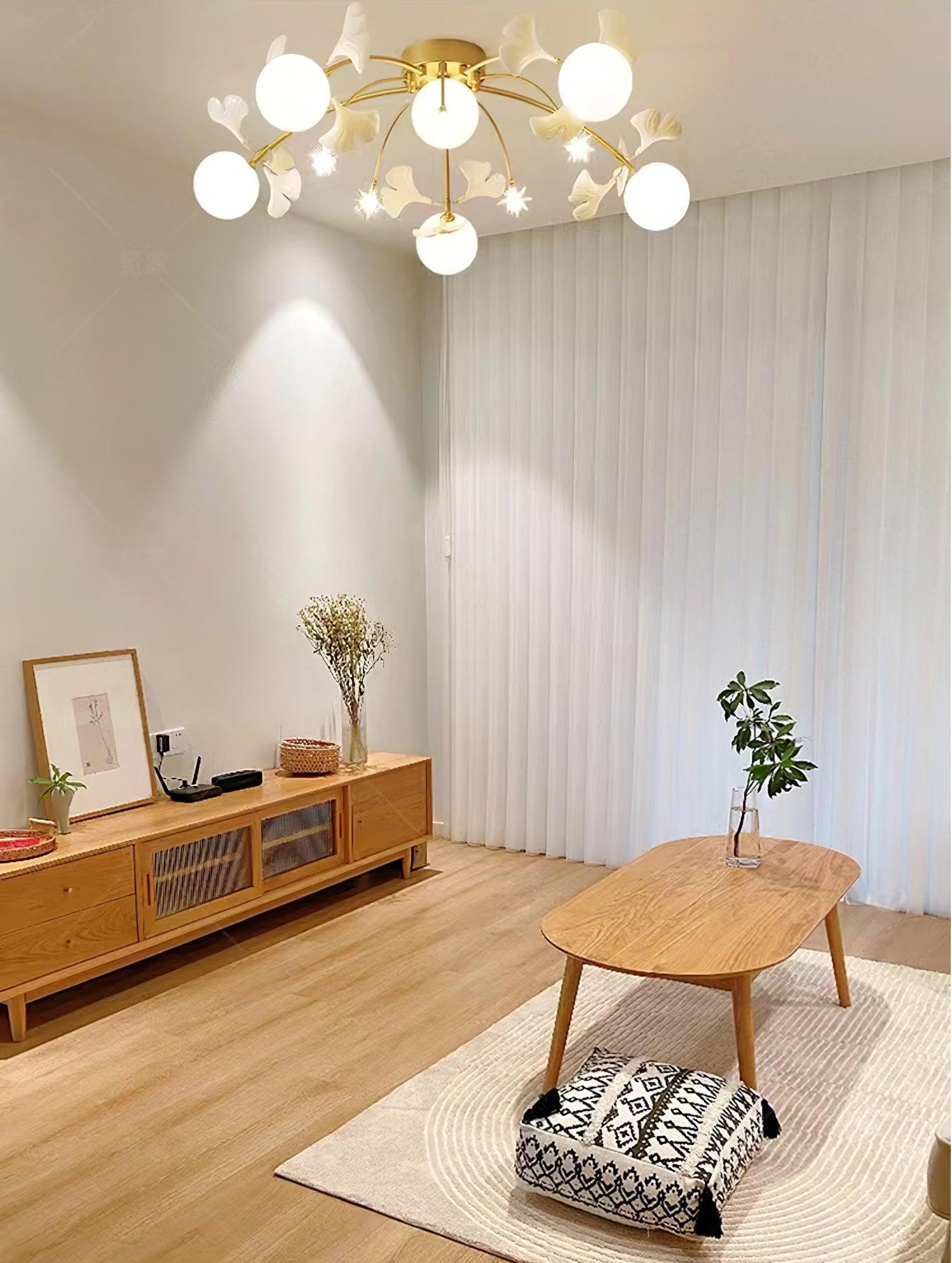 Vevely Ceiling Lamp Ginkgo Glass for Living Room-Neutral Decor