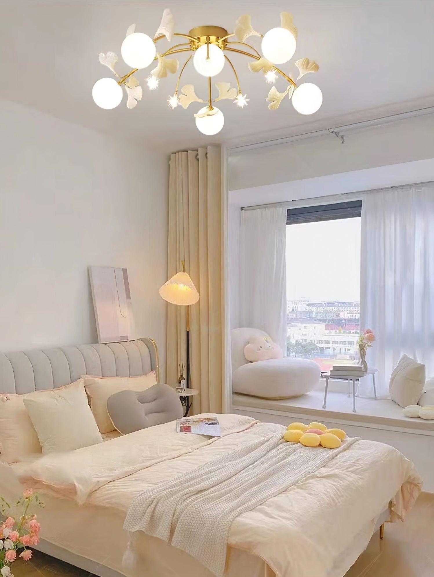 Vevely Ceiling Lamp Ginkgo Glass for Living Room-Neutral Decor