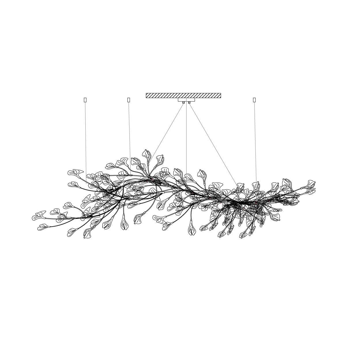 Chandelier Metal Frame Ceramic Gingko Leaf Shade White Gold Modern