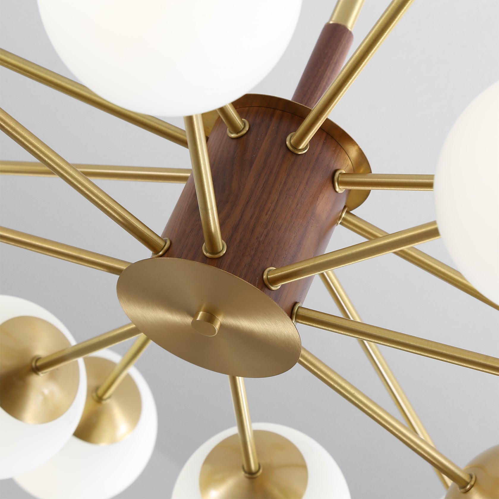 Gino Chandelier providing ambient lighting in a stylish bedroom.