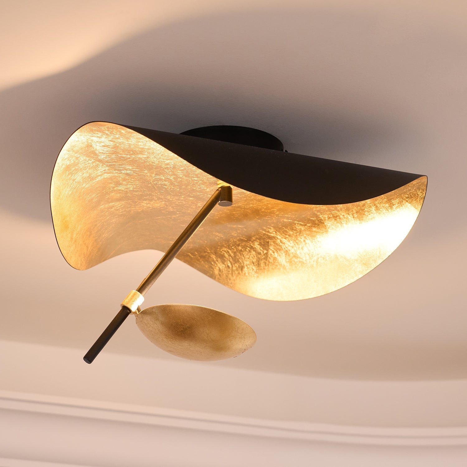 Sol Ceiling Lamp Curved Shade and Gold Interior-Neutral Decor