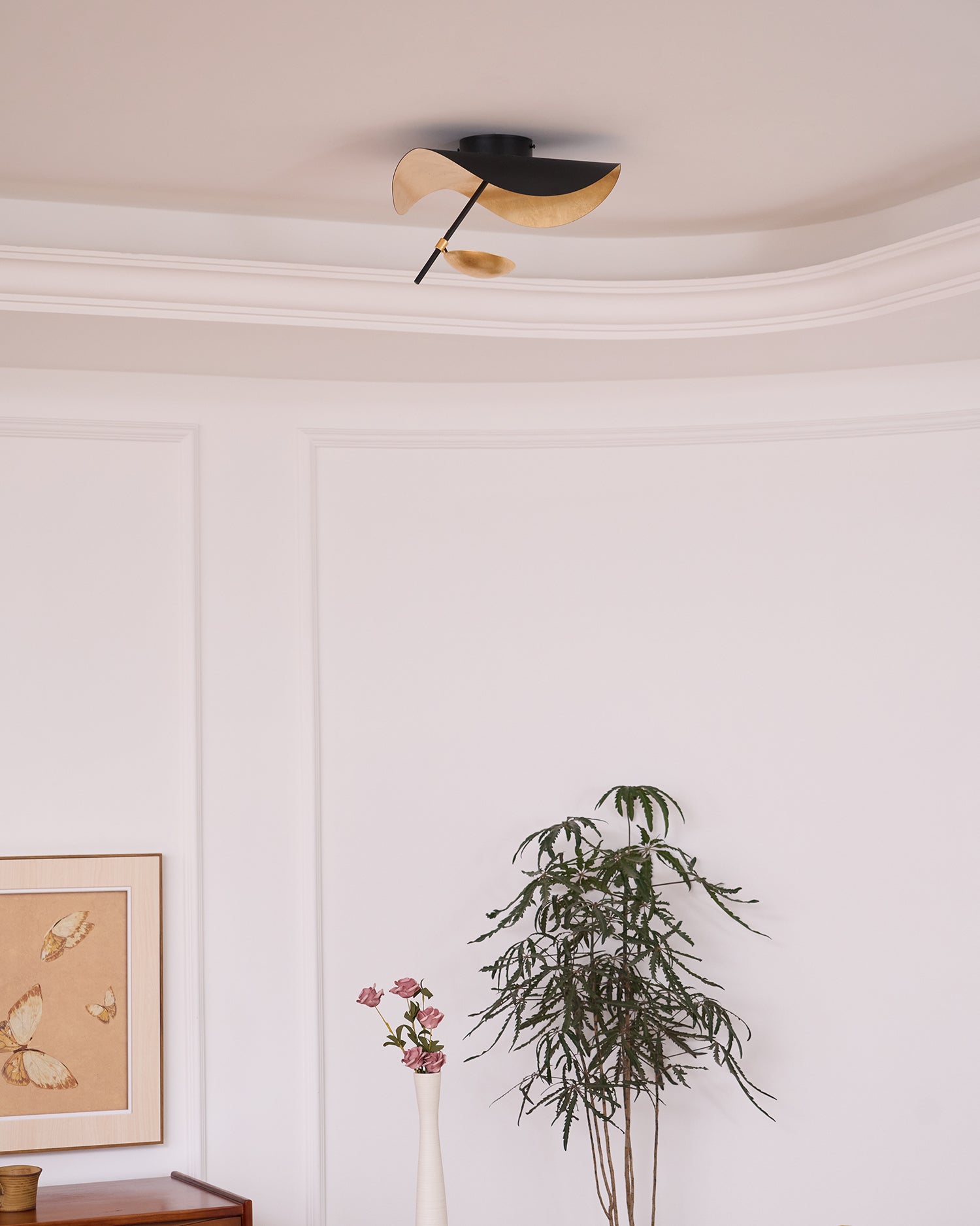 Sol Ceiling Lamp Curved Shade and Gold Interior-Neutral Decor