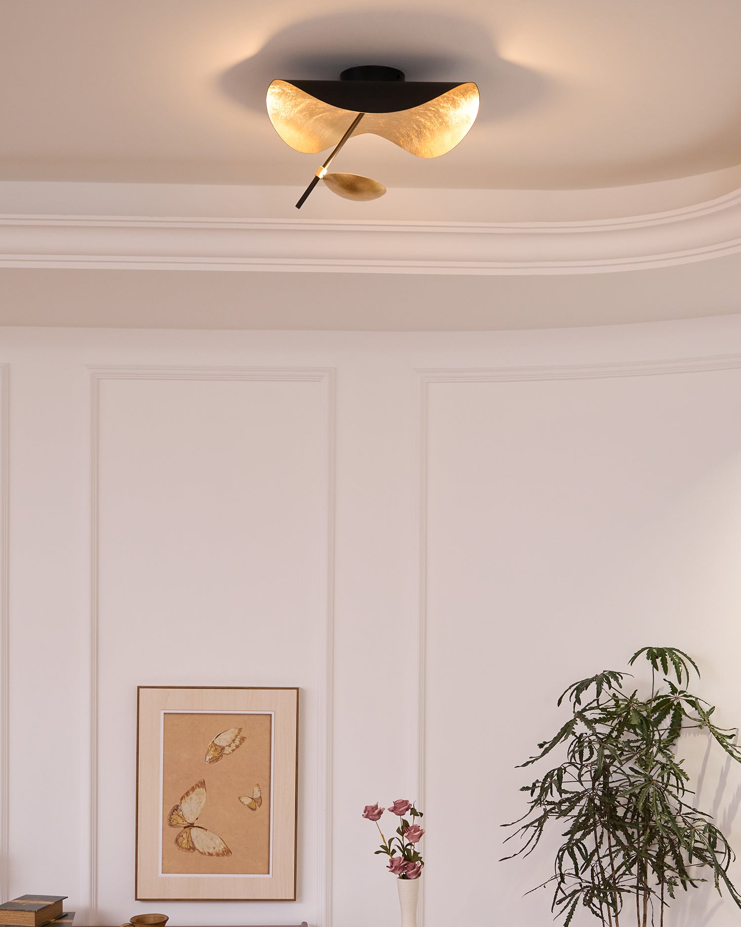 Sol Ceiling Lamp Curved Shade and Gold Interior-Neutral Decor