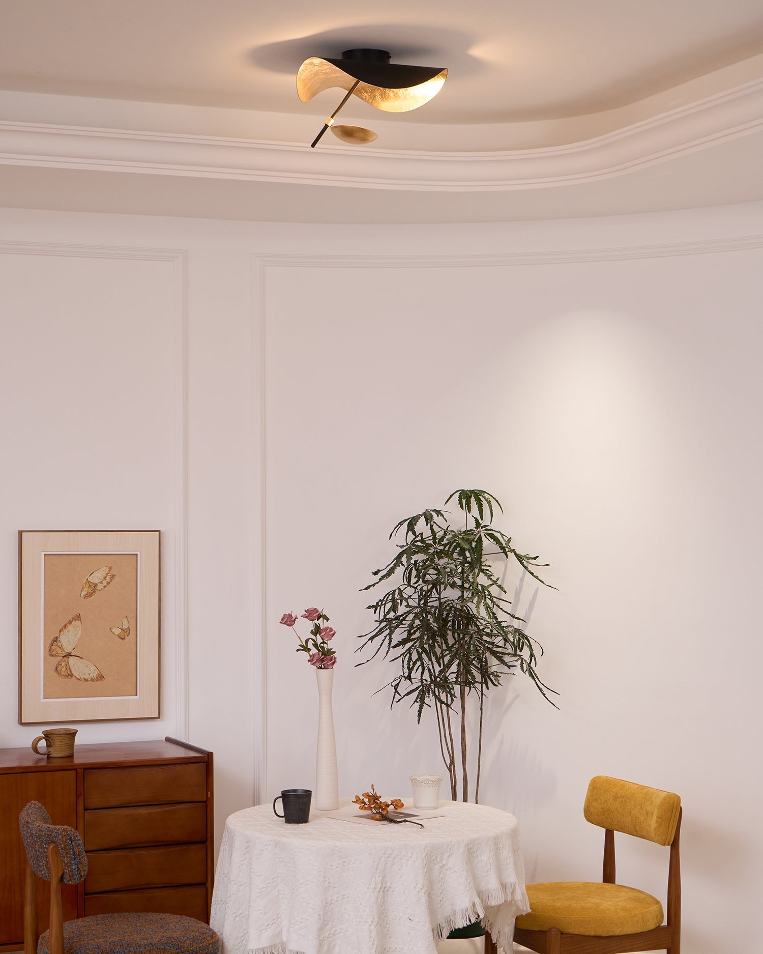 Sol Ceiling Lamp Curved Shade and Gold Interior-Neutral Decor