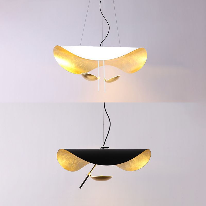 Lustra Pendant Lamp Black Gold Curved Shade-Neutral Decor