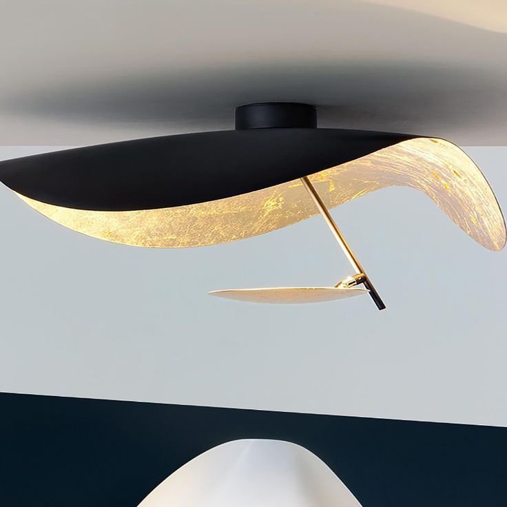 Sol Ceiling Lamp Curved Shade and Gold Interior-Neutral Decor