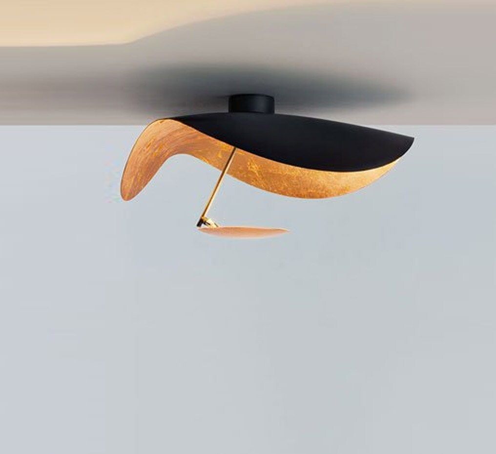 Sol Ceiling Lamp Curved Shade and Gold Interior-Neutral Decor