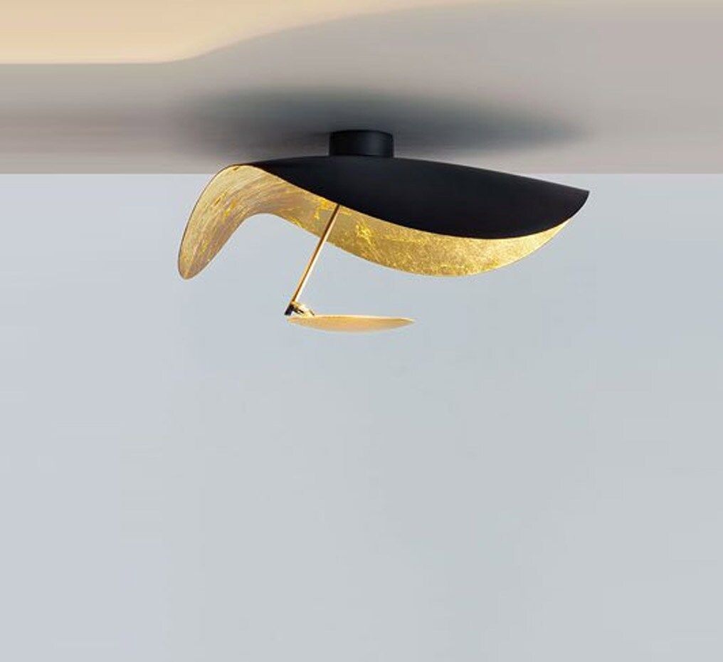 Sol Ceiling Lamp Curved Shade and Gold Interior-Neutral Decor