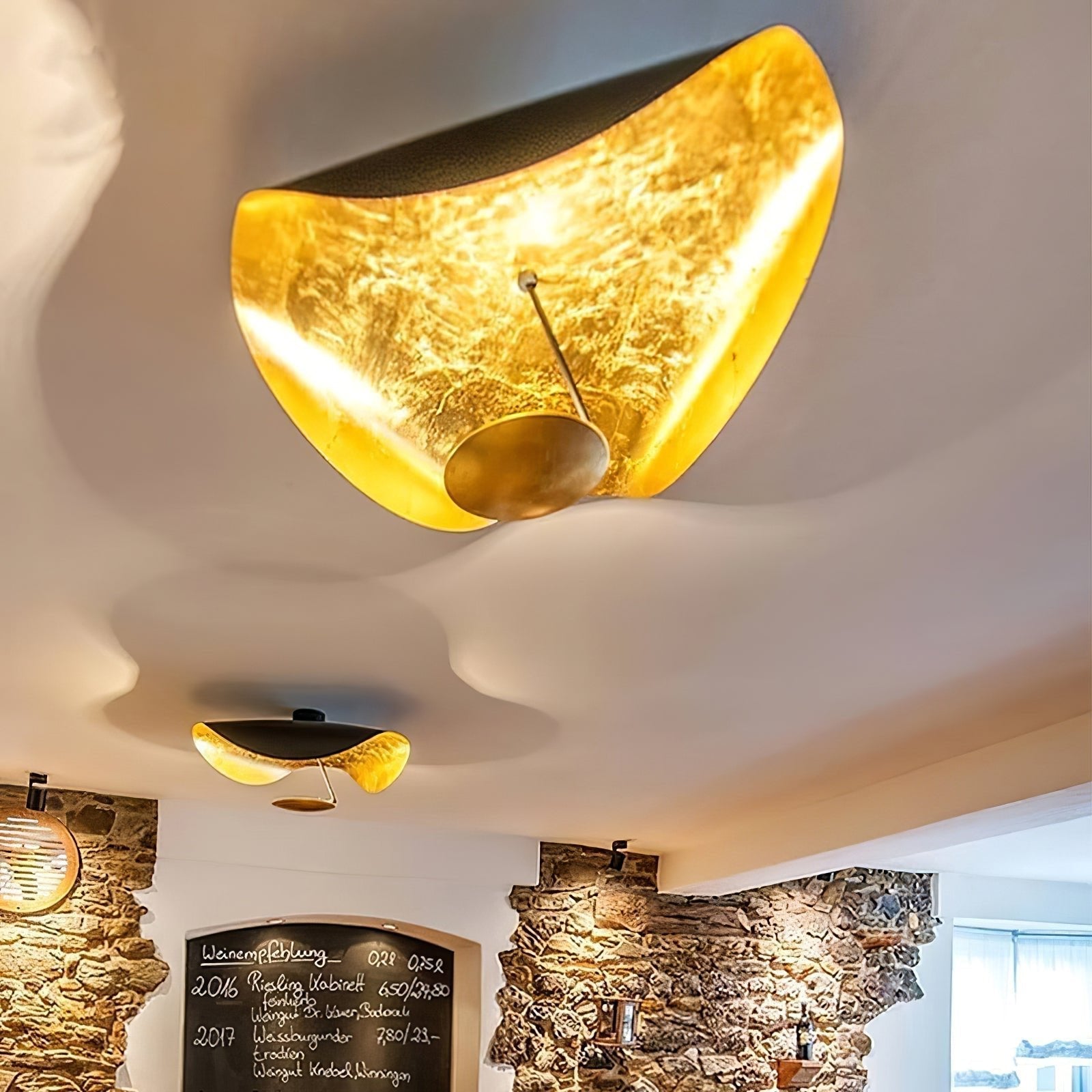 Sol Ceiling Lamp Curved Shade and Gold Interior-Neutral Decor