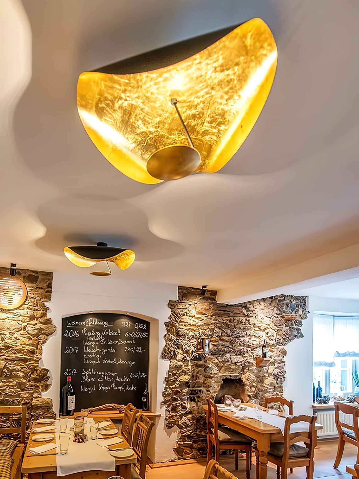 Sol Ceiling Lamp Curved Shade and Gold Interior-Neutral Decor