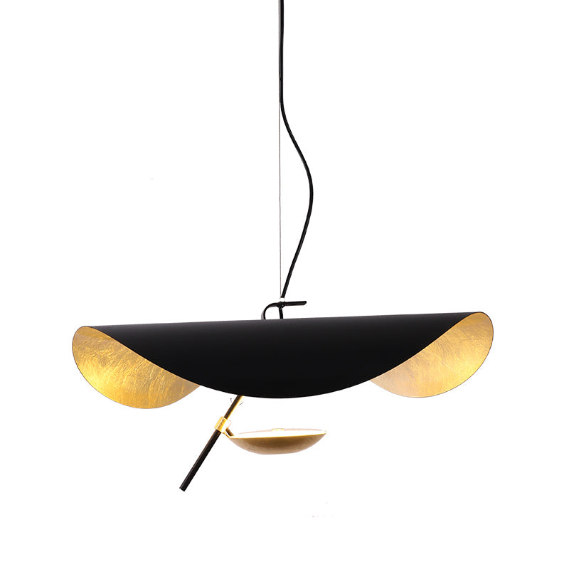 Lustra Pendant Lamp Black Gold Curved Shade-Neutral Decor