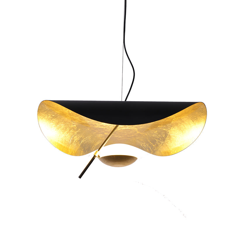 Lustra Pendant Lamp Black Gold Curved Shade-Neutral Decor
