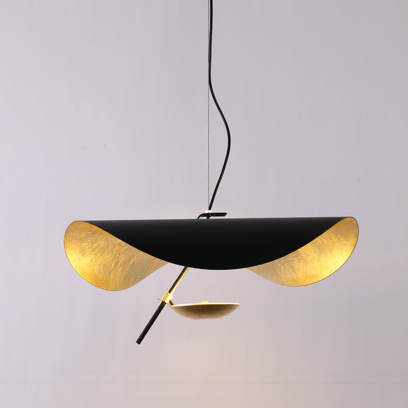 Lustra Pendant Lamp Black Gold Curved Shade-Neutral Decor