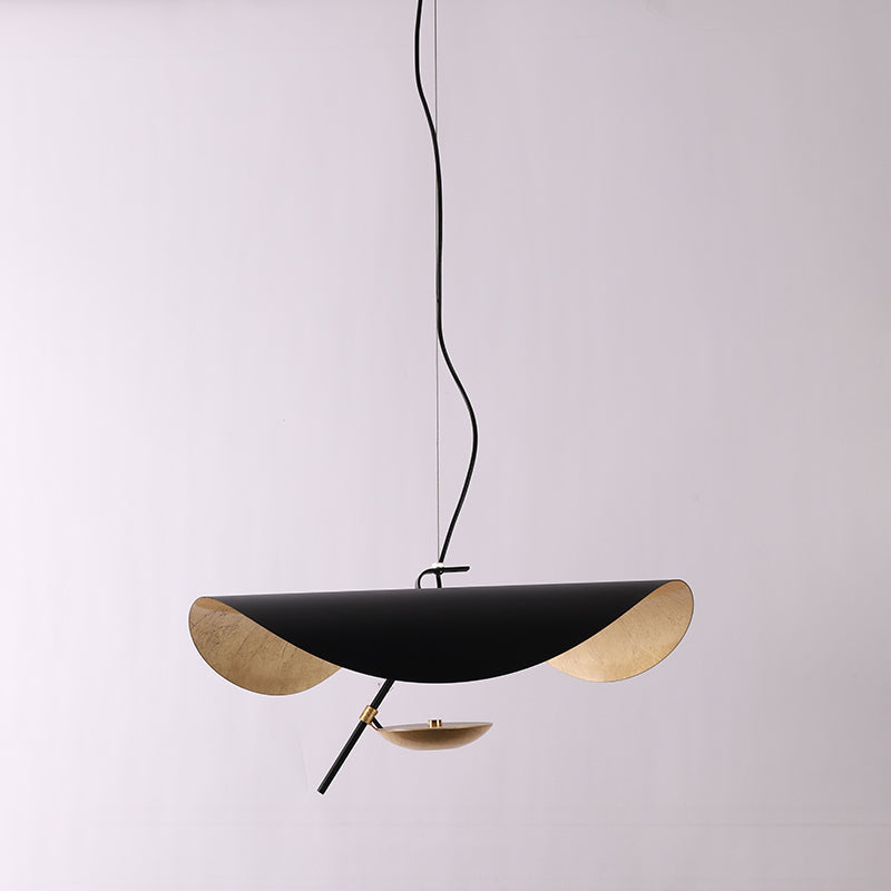 Lustra Pendant Lamp Black Gold Curved Shade-Neutral Decor