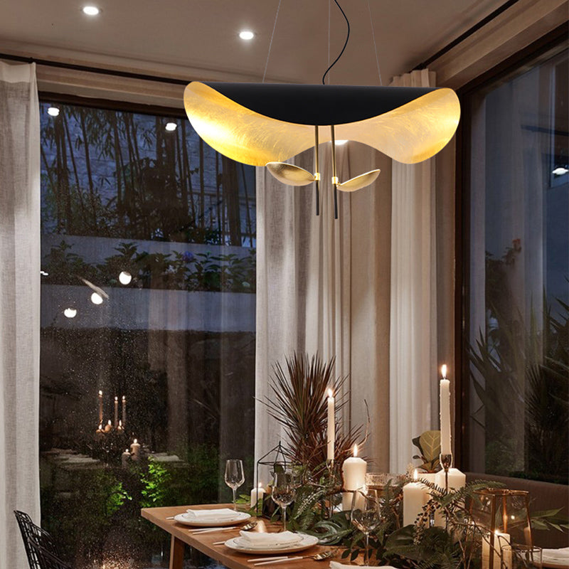 Lustra Pendant Lamp Black Gold Curved Shade-Neutral Decor