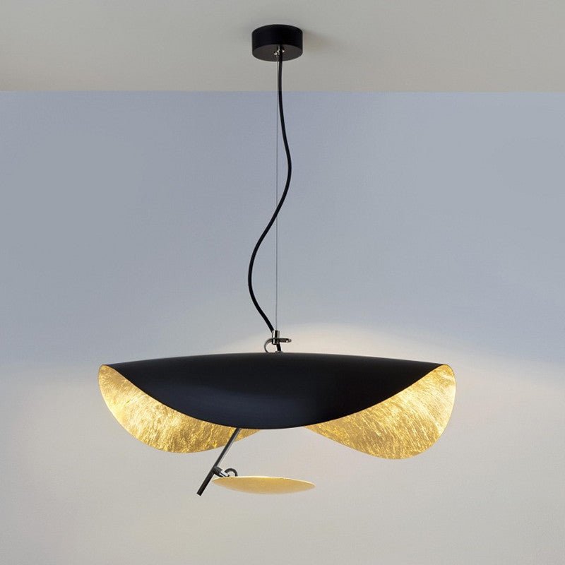 Lustra Pendant Lamp Black Gold Curved Shade-Neutral Decor