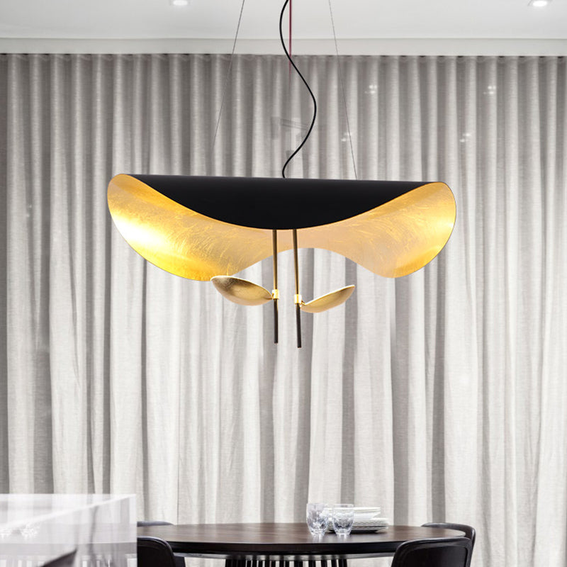Lustra Pendant Lamp Black Gold Curved Shade-Neutral Decor