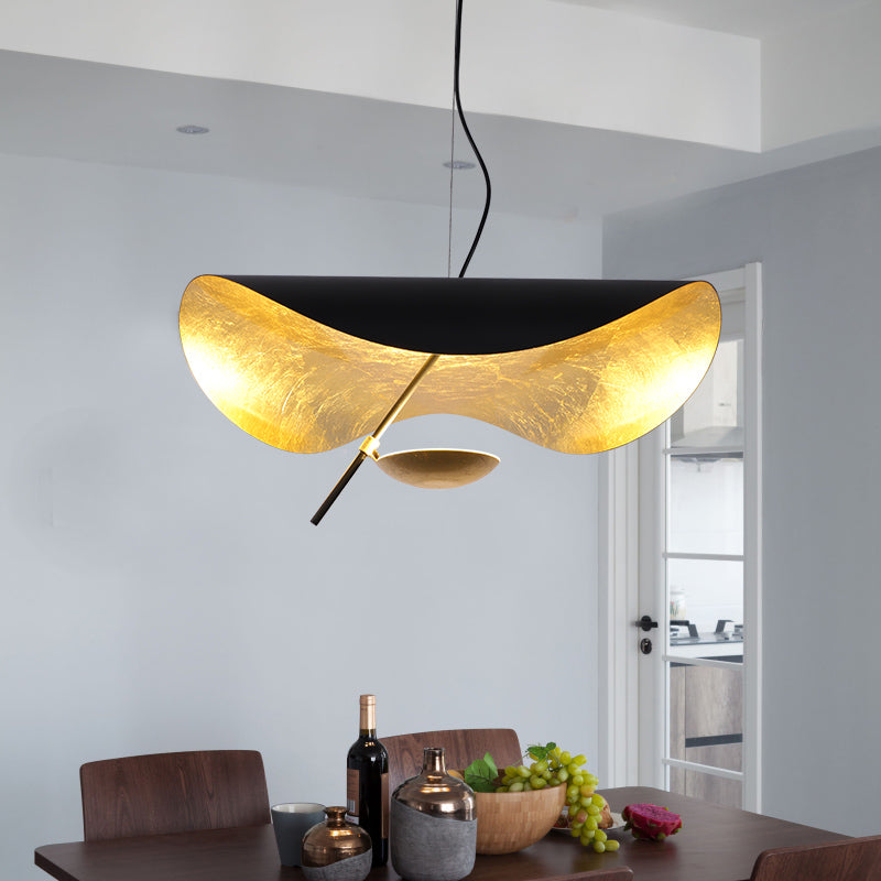 Lustra Pendant Lamp Black Gold Curved Shade-Neutral Decor