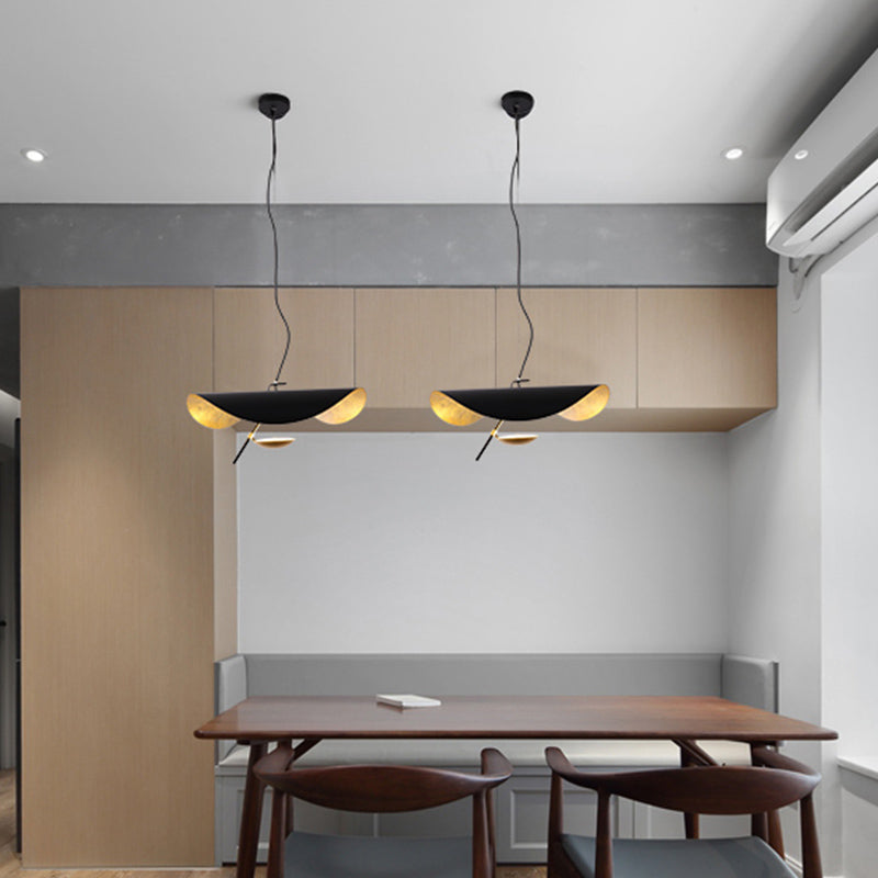 Lustra Pendant Lamp Black Gold Curved Shade-Neutral Decor