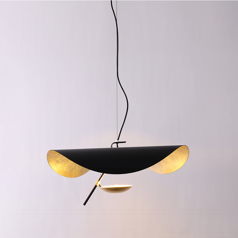 Lustra Pendant Lamp Black Gold Curved Shade-Neutral Decor