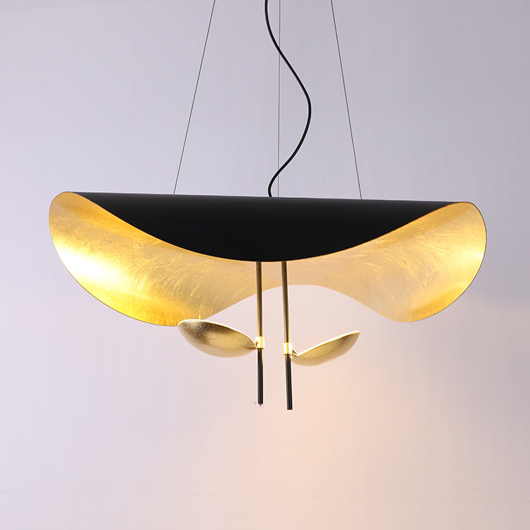 Lustra Pendant Lamp Black Gold Curved Shade-Neutral Decor