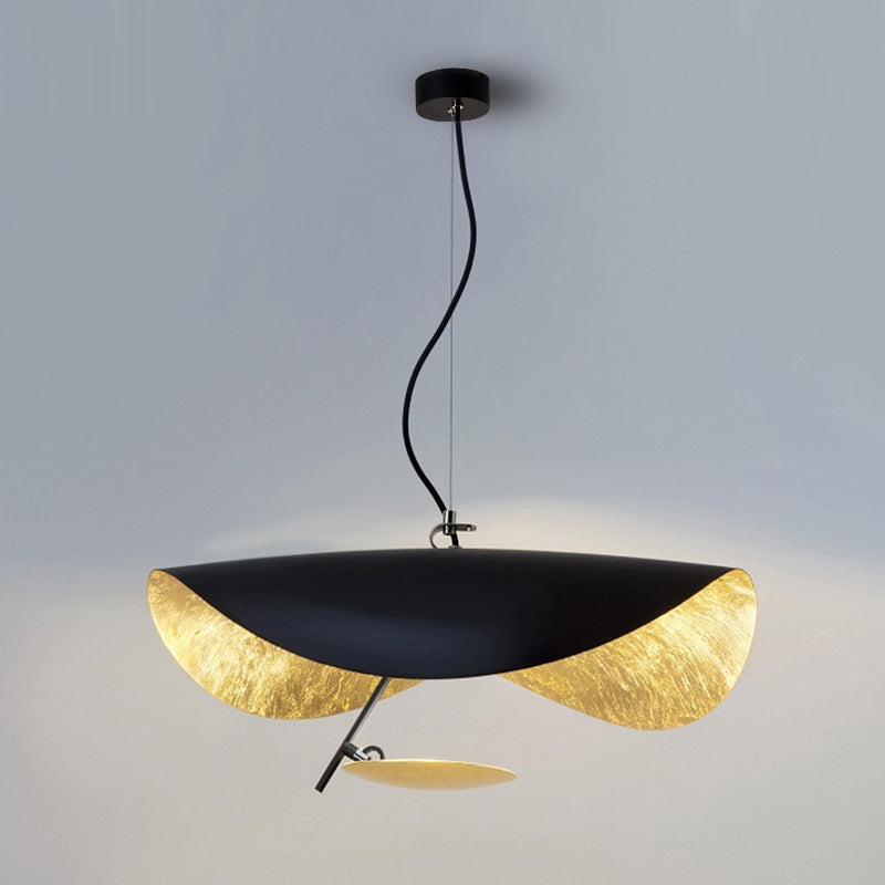 Lustra Pendant Lamp Black Gold Curved Shade-Neutral Decor