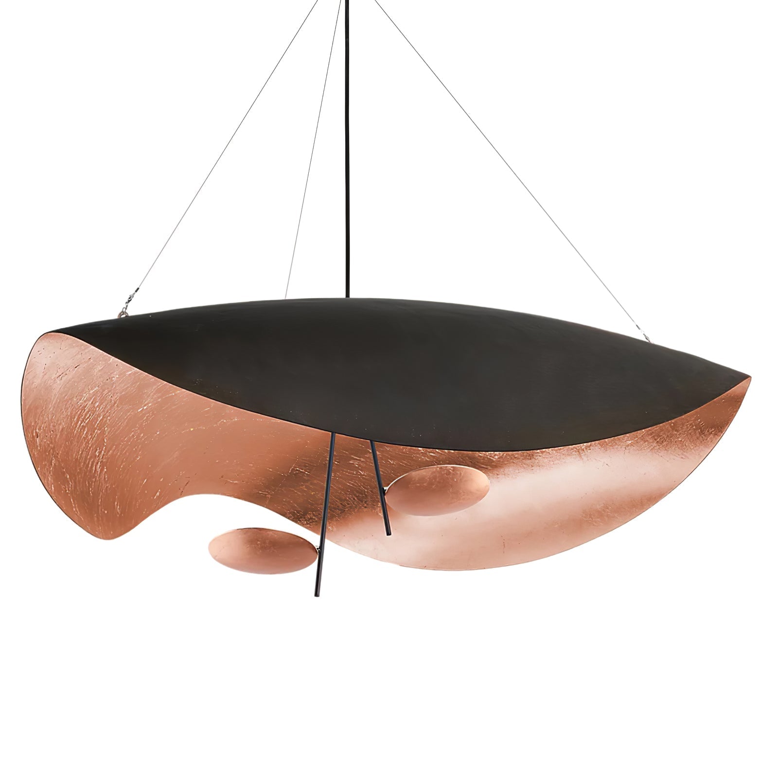 Lustra Pendant Lamp Black Gold Curved Shade-Neutral Decor