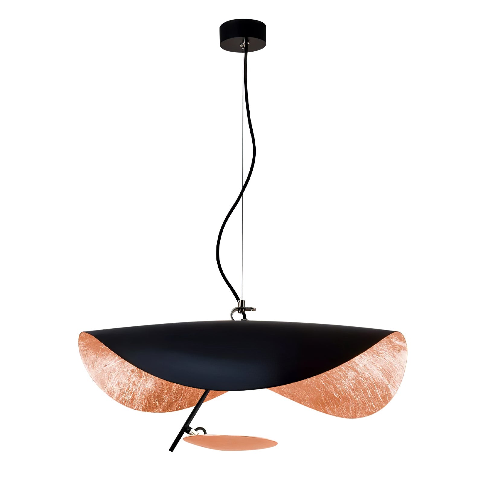 Lustra Pendant Lamp Black Gold Curved Shade-Neutral Decor