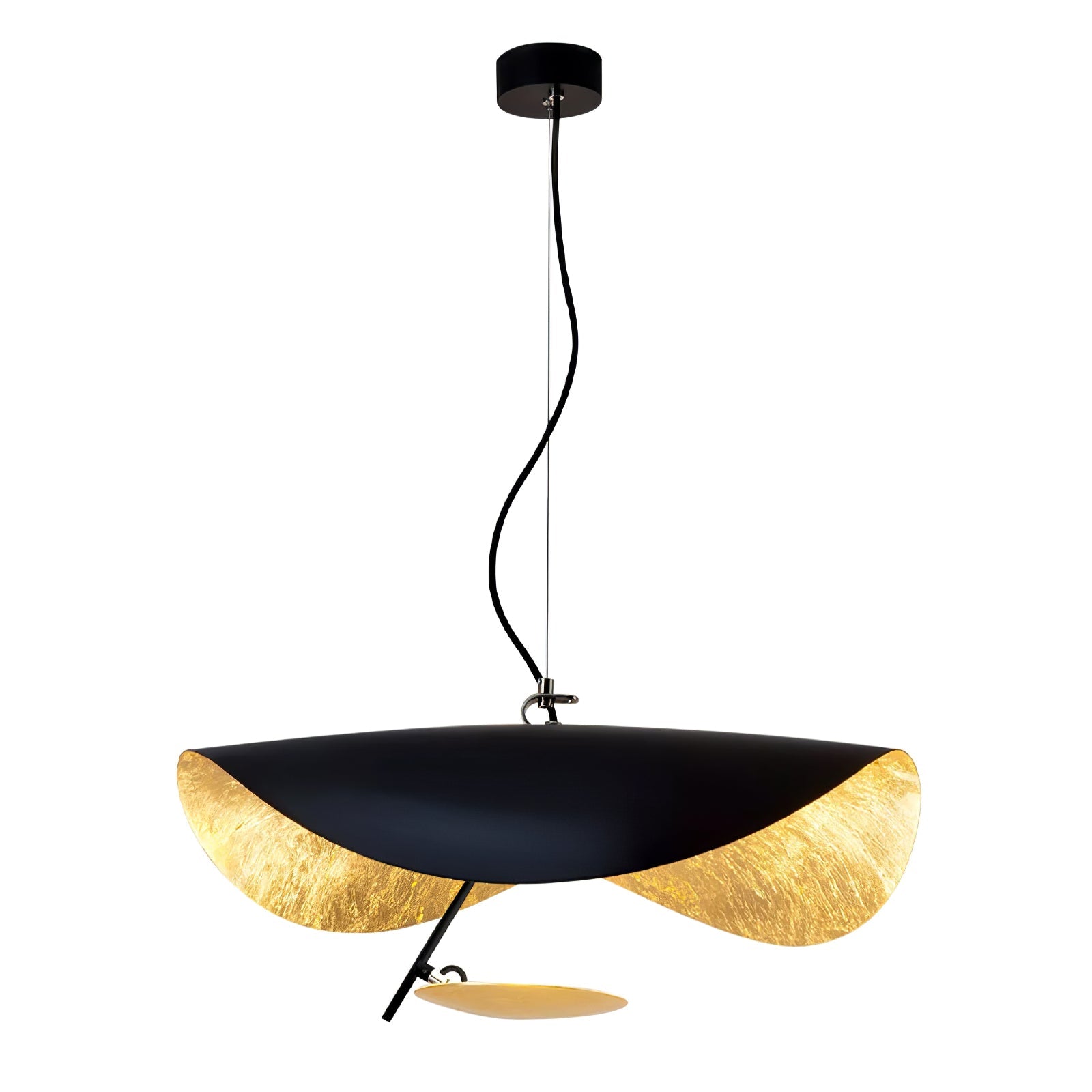 Lustra Pendant Lamp Black Gold Curved Shade-Neutral Decor