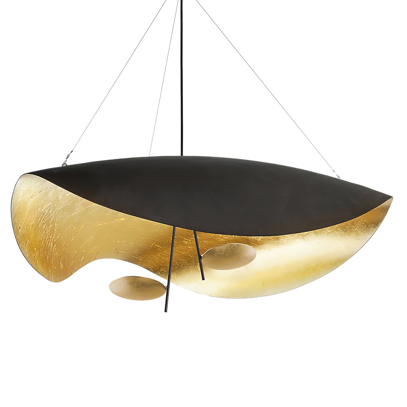 Lustra Pendant Lamp Black Gold Curved Shade-Neutral Decor