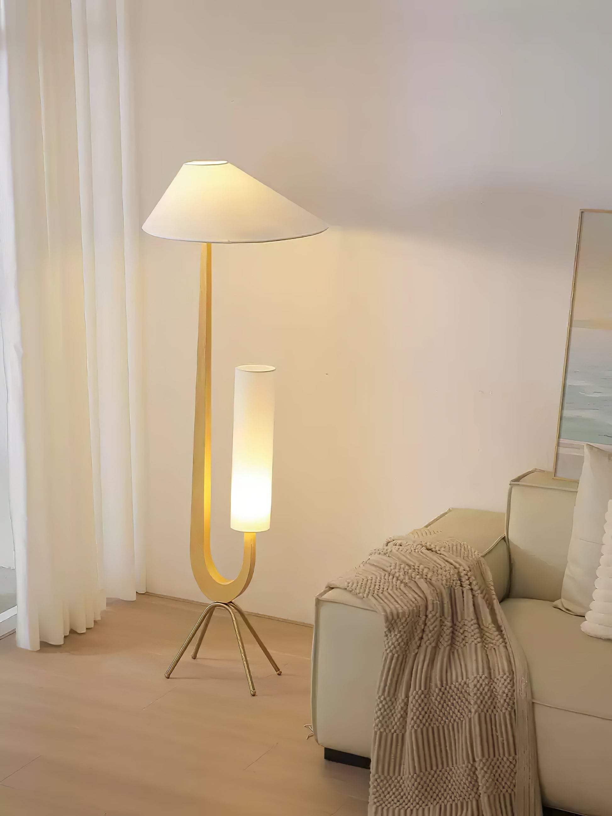 Novael Fabric Scandinavian Floor Lamp-Neutral Decor