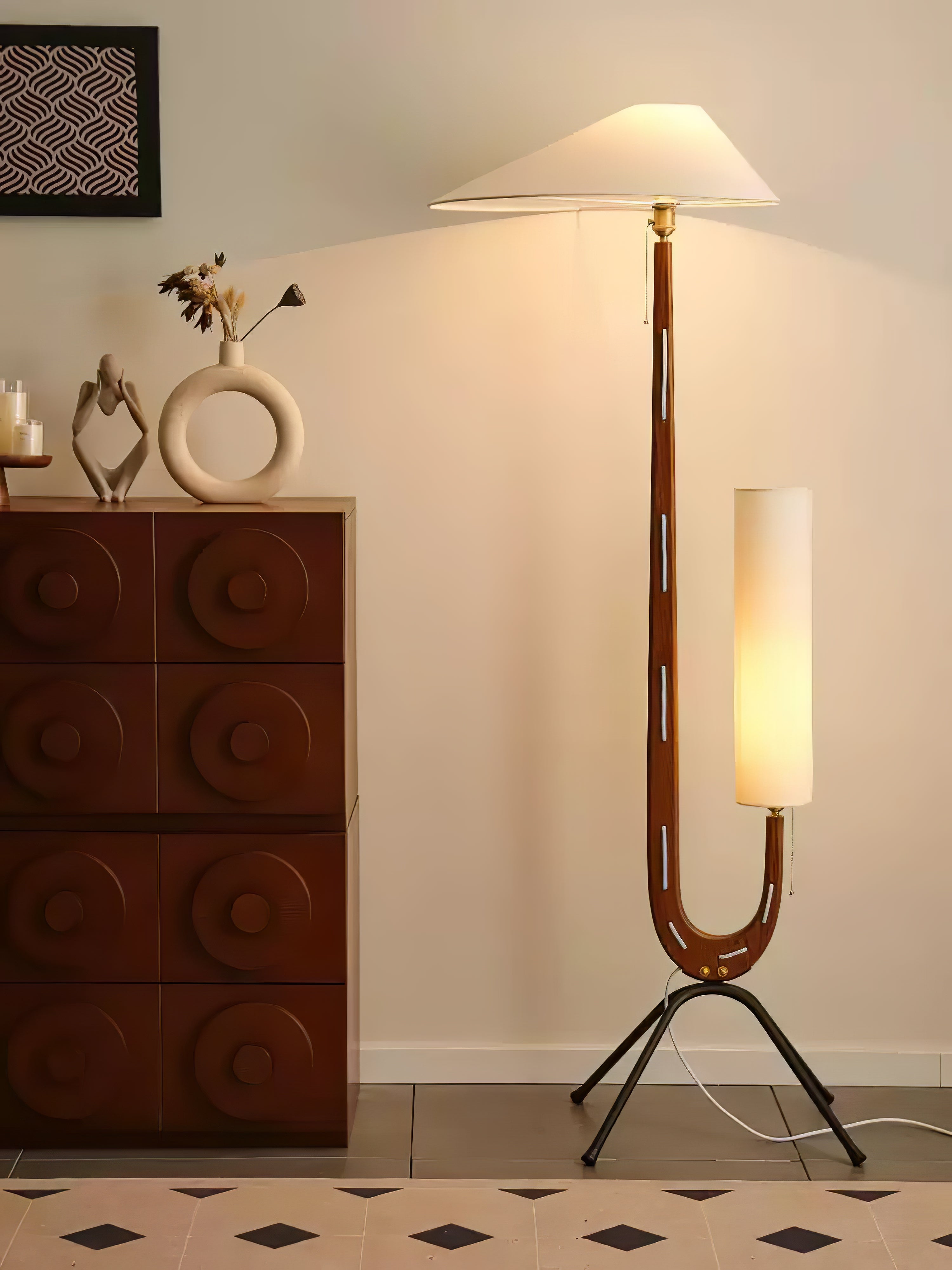 Novael Fabric Scandinavian Floor Lamp-Neutral Decor
