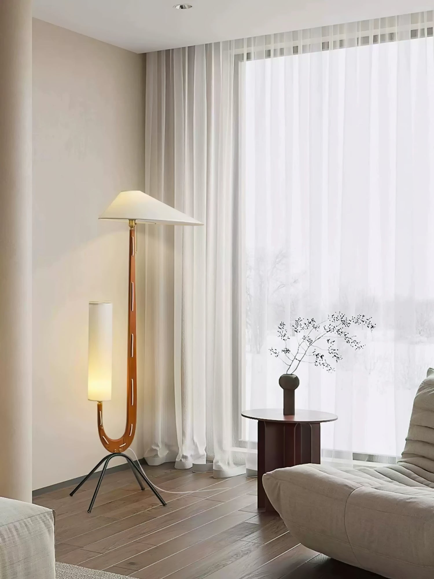 Novael Fabric Scandinavian Floor Lamp-Neutral Decor