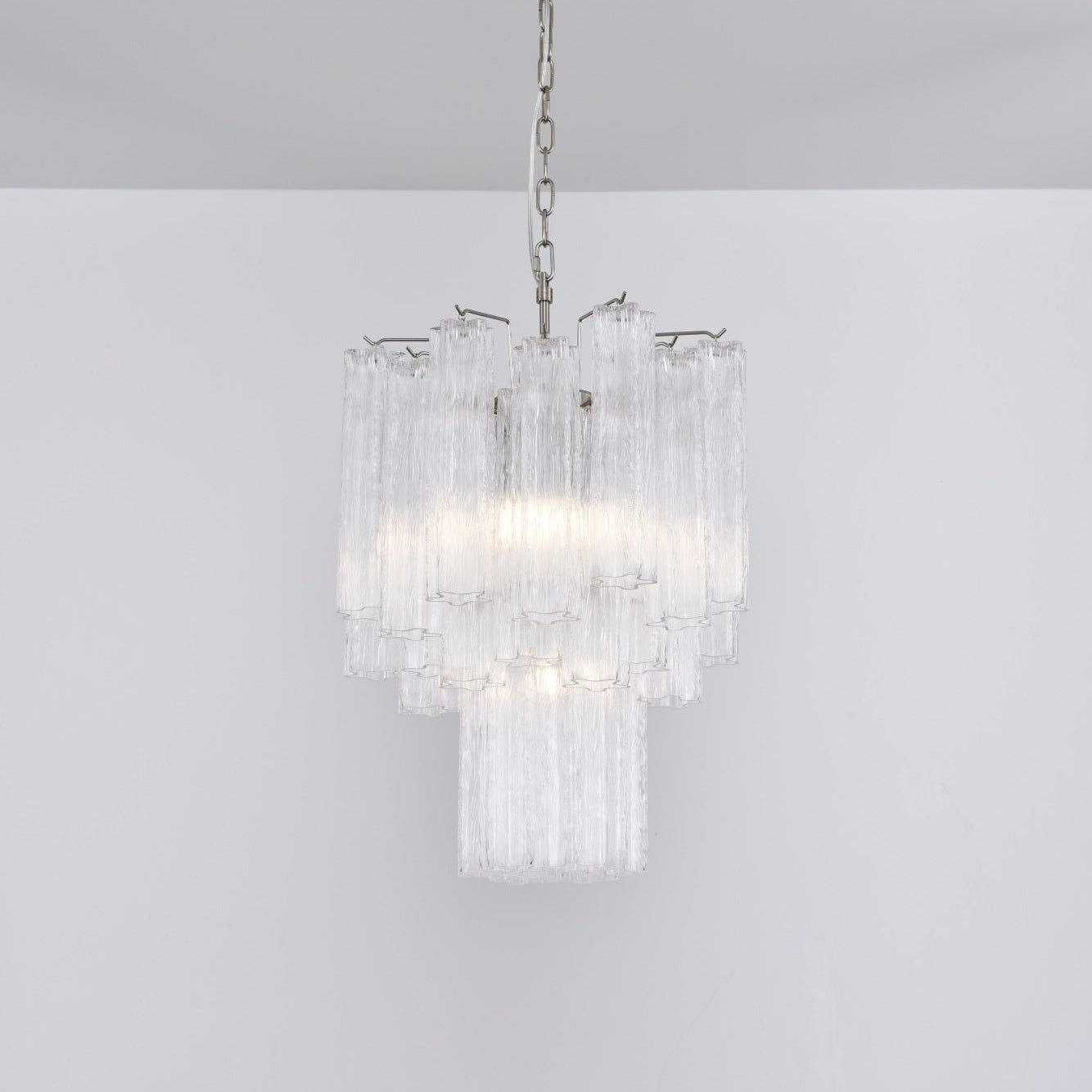 Aurora Chandelier Clear Murano Glass Tube Tiered Modern-Neutral Decor