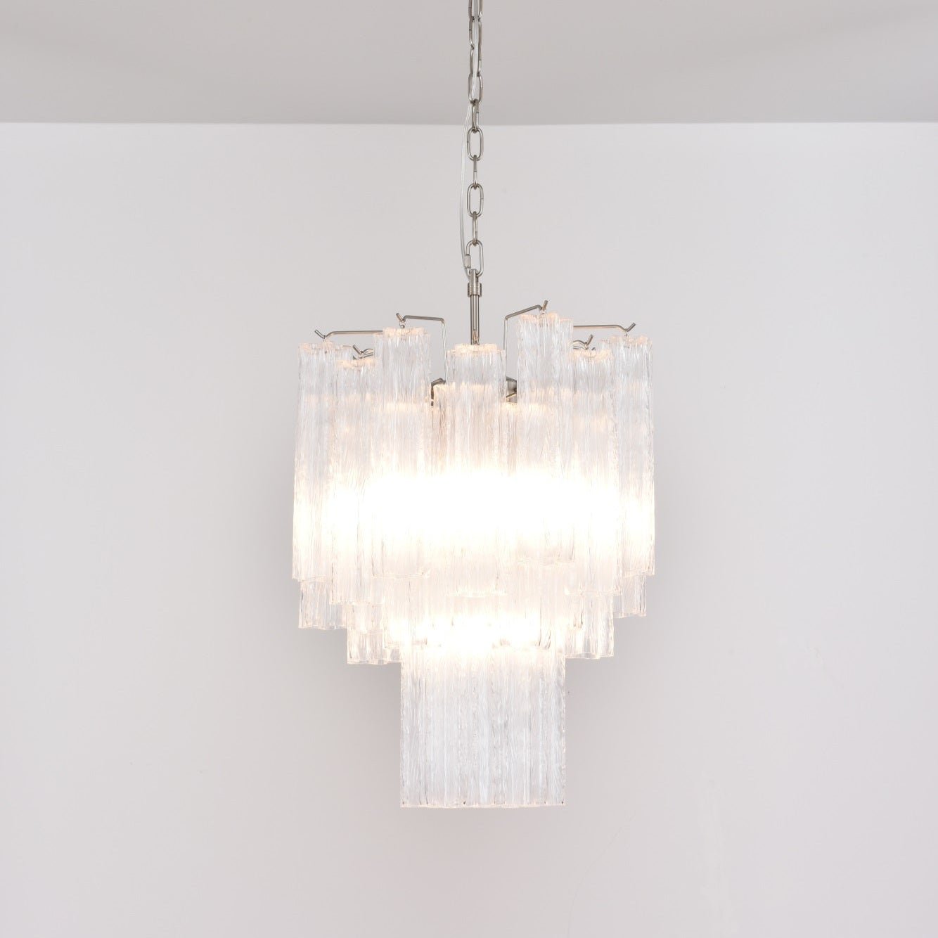 Aurora Chandelier Clear Murano Glass Tube Tiered Modern-Neutral Decor