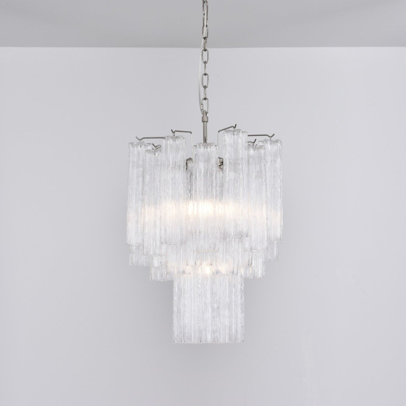 Aurora Chandelier Clear Murano Glass Tube Tiered Modern-Neutral Decor