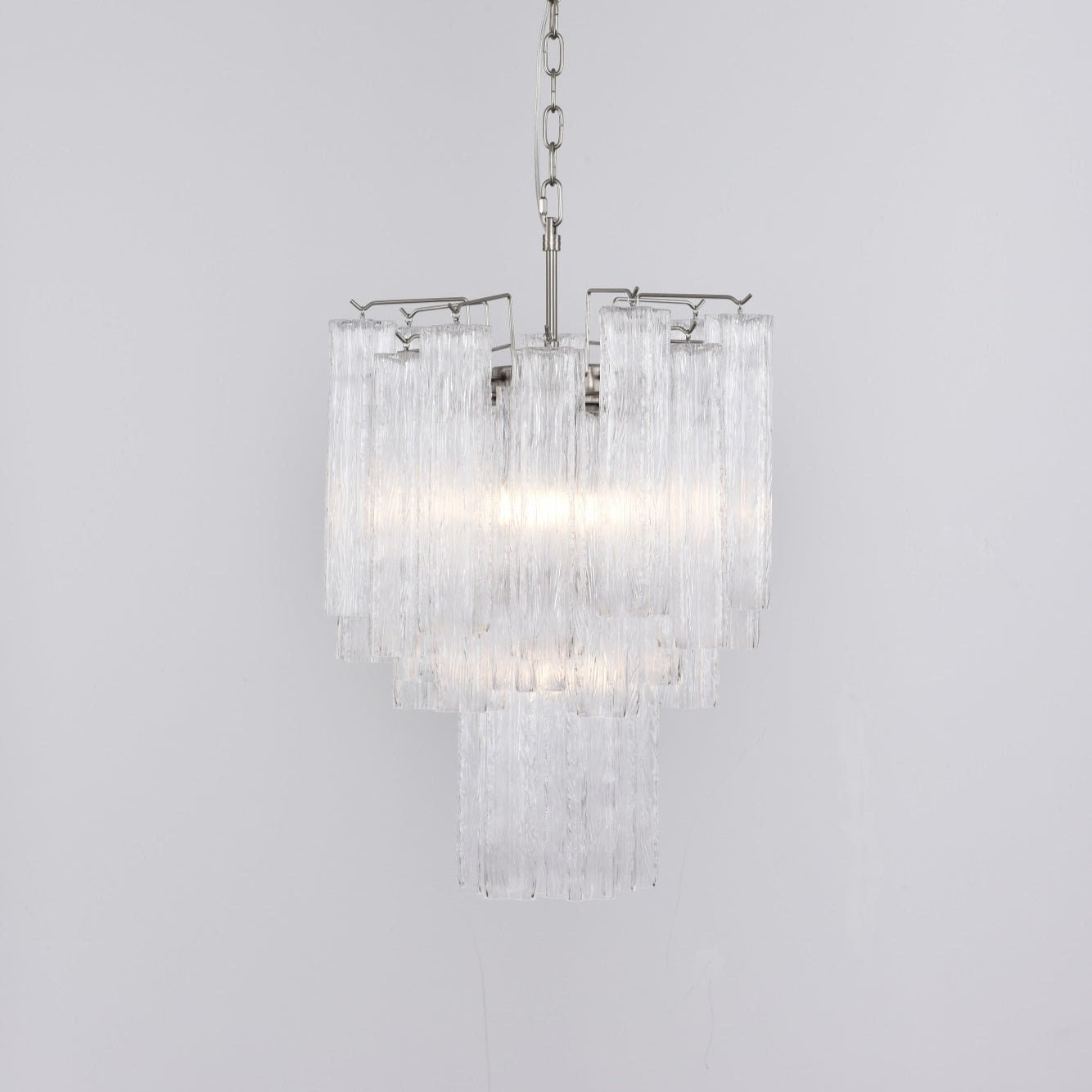 Aurora Chandelier Clear Murano Glass Tube Tiered Modern-Neutral Decor