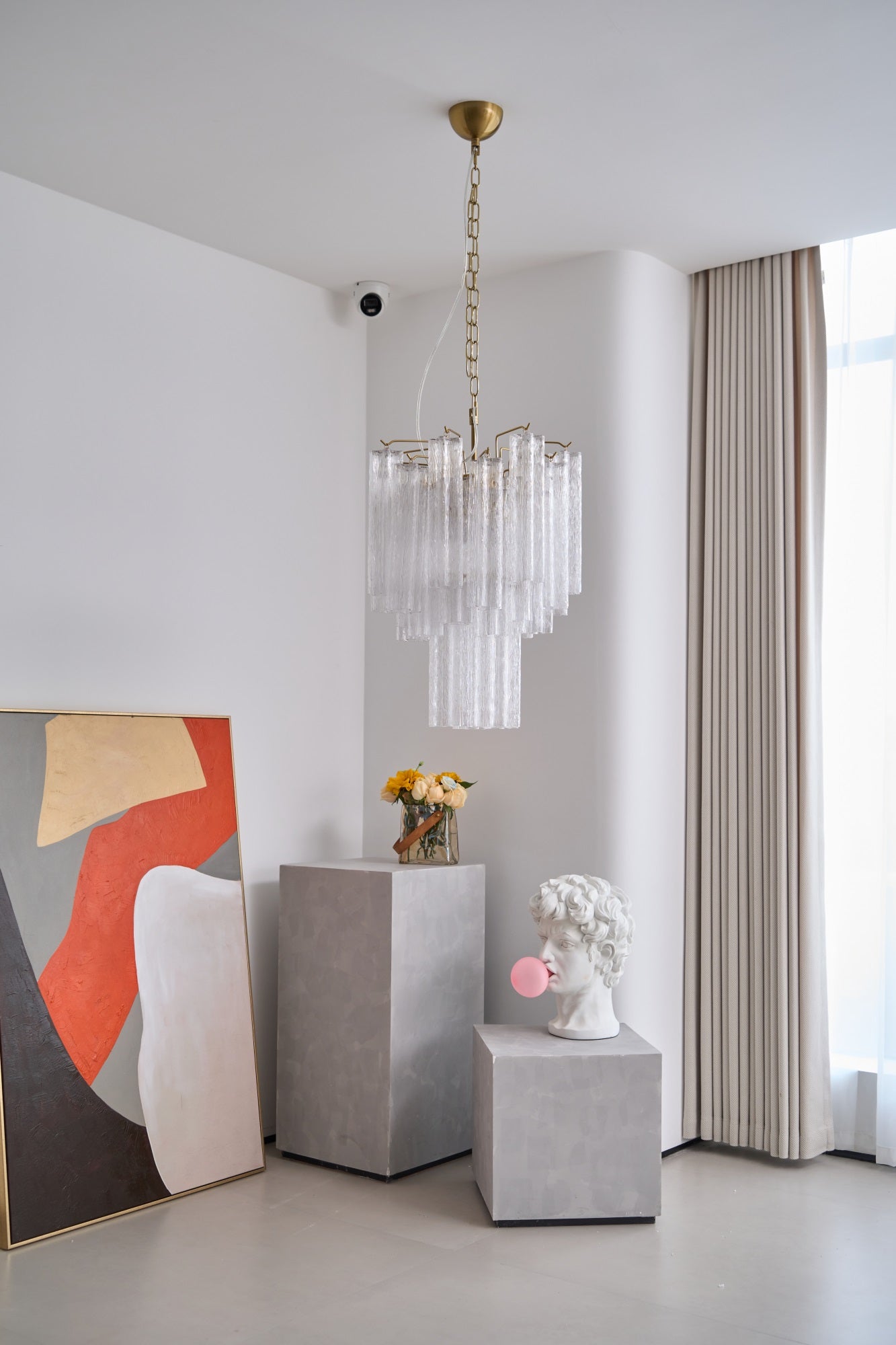 Aurora Chandelier Clear Murano Glass Tube Tiered Modern-Neutral Decor