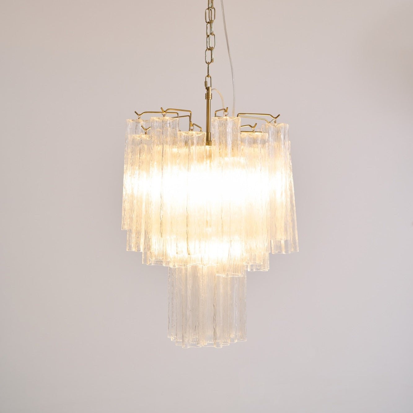 Aurora Chandelier Clear Murano Glass Tube Tiered Modern-Neutral Decor