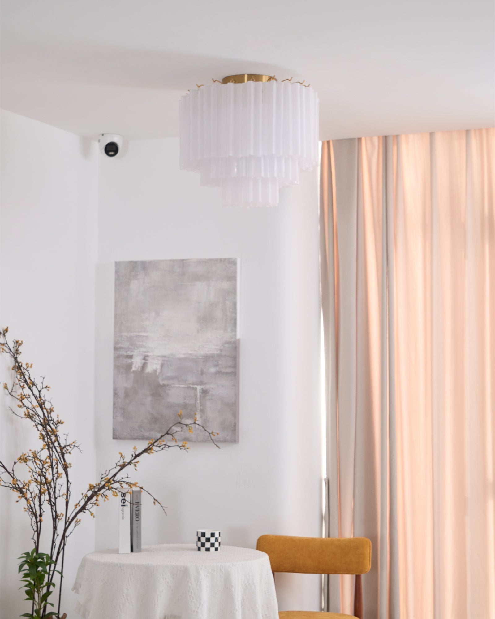 Aurora Ceiling Lamp White Murano Glass Layered Elegant Modern-Neutral Decor