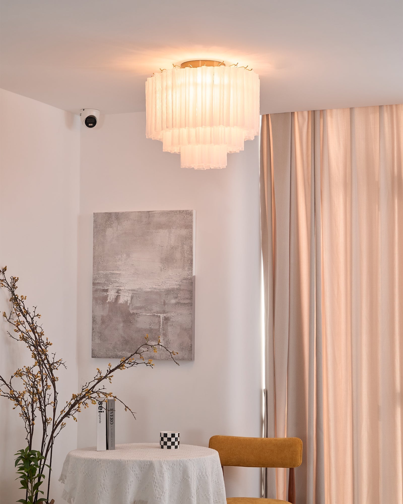 Aurora Ceiling Lamp White Murano Glass Layered Elegant Modern-Neutral Decor