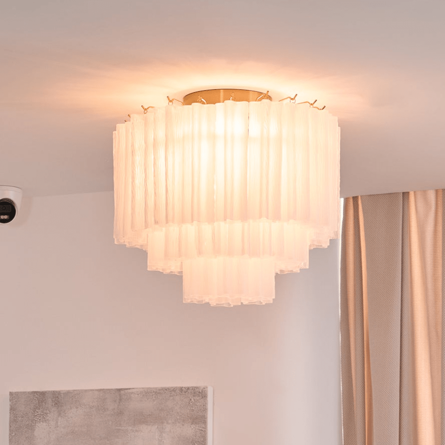 Aurora Ceiling Lamp White Murano Glass Layered Elegant Modern-Neutral Decor